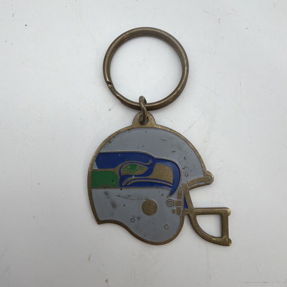 Vintage NFL Double Sided Keychain Seattle Seahawks Helmet